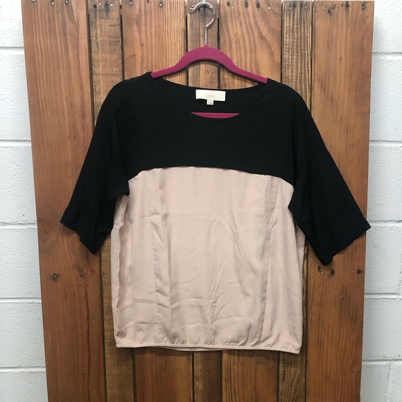 Ann Taylor Loft size small tan black top - Picture 3 of 7